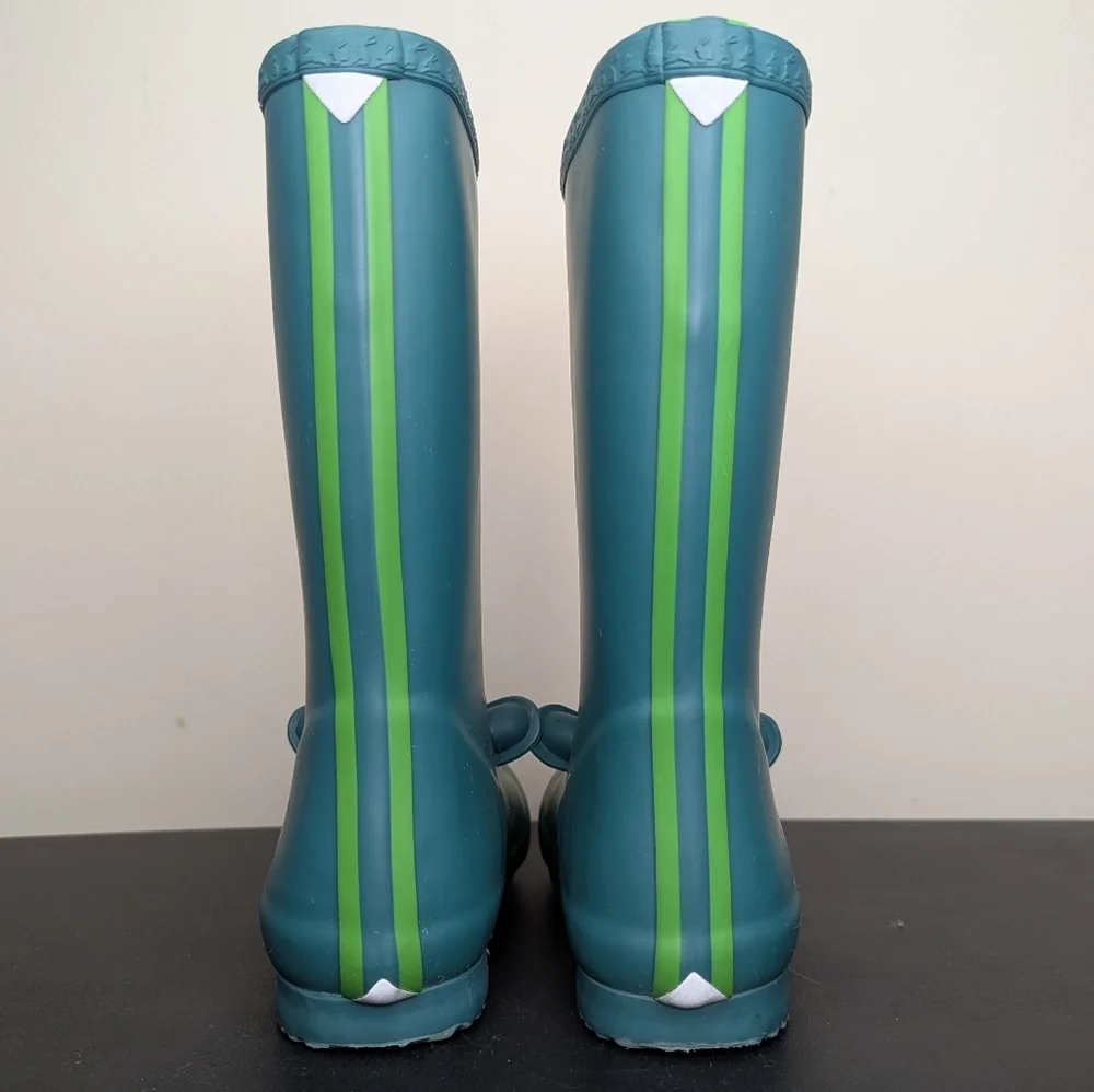 Joules‎ Junior Roll Up Frog Print Wellington Boots Green Kids Size 2